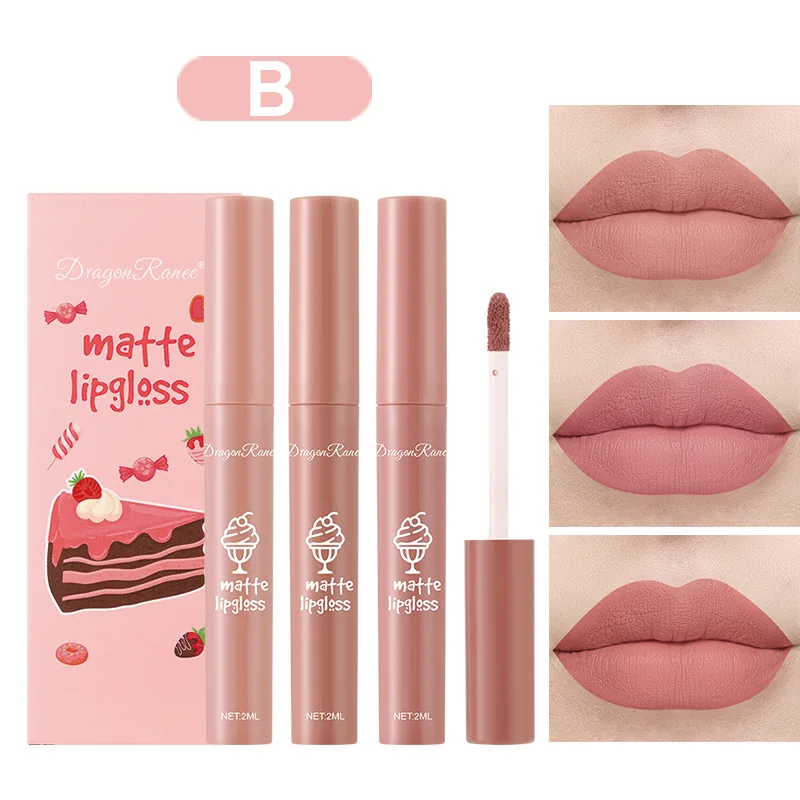 3PCS/Set Velvet Matte Nude Liquid Lipstic Long Lasting Waterproof Lipgloss Kits Moisturizing Lip Stain Tint Sexy Lip Makeup Sets - AliExpress 66 - Color : D Set - Image 3