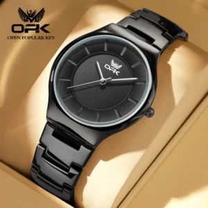 OPK 6078 Men Women Original Quartz Movement Watches Elegance Minimalist Round Dial Alloy Link Bracelet 30m Water-resistant Watch - AliExpress 1511 - Color : Women all black - Is Customized : Yes