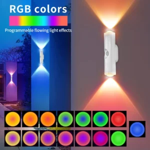 Double-head LED Night Light with Motion Sensor RGB Rechargeable Magnetic Wall Lamp Mood Ambient Light for Cabinet Hallway Stair - AliExpress 13 - Color : Regular tricolor