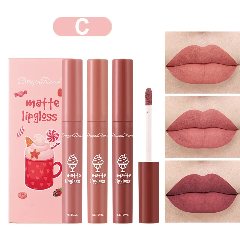 3PCS/Set Velvet Matte Nude Liquid Lipstic Long Lasting Waterproof Lipgloss Kits Moisturizing Lip Stain Tint Sexy Lip Makeup Sets - AliExpress 66 - Color : D Set - Image 4