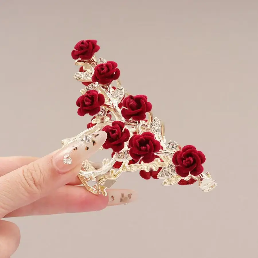 Rose Flower High-End Hairpin, New Rose French Style Elegant Back-Of-Head Clip, Metal Hair Accessory for Updos, Shark Clip - AliExpress 200000297 - Image 3