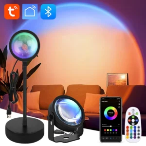 Tuya Smart Led Sunset Projector Lamp Smart Life App IR Remote Control RGB Atmosphere Spotlight Night Light for Party Photography - AliExpress 39 - Emitting Color : No Remote 4 Colors - Plug Type : USB Plug
