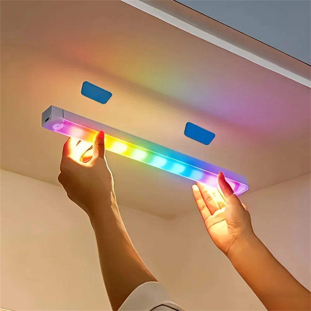 RGB Motion Sensor Light Wireless LED Night Light USB Rechargeable Cabinet Wardrobe Lamp Adjustable Under Backlight For Kitchen - AliExpress 39 - Color : 1PC-30CM