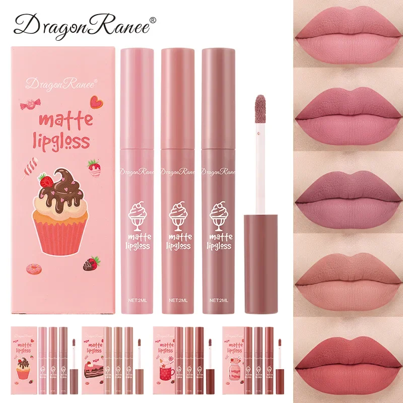 3PCS/Set Velvet Matte Nude Liquid Lipstic Long Lasting Waterproof Lipgloss Kits Moisturizing Lip Stain Tint Sexy Lip Makeup Sets - AliExpress 66 - Color : D Set