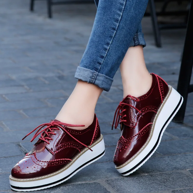 Women Loafers Shoes Leather Thick Heels Oxford Shoes Female Lace Up British Style Lady Formal Bullock Shoes Platform Espadrilles - AliExpress 322 - Color : Suede Black - Shoe Size : 35 - Image 3