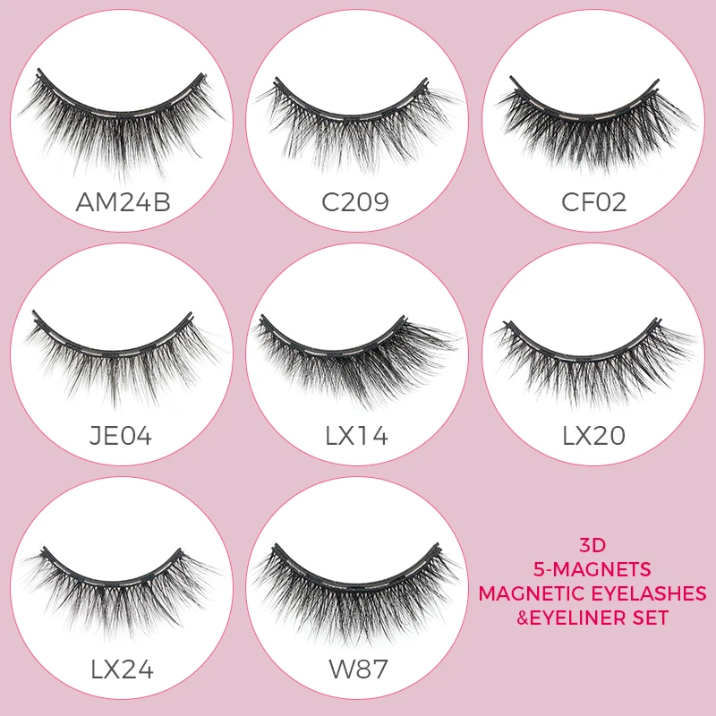 Abestyou Micro 5 Magnets Natural Long 3d 3pairs False Mink Magnetic Lashes With Eyeliner Tweezers Eyelashes Holder Makeup Kits - AliExpress 66 - Color : A6038 - Image 5