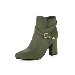 Women Buckle Strap Ankle Boots 8.5CM Block Heel Suede Fashion Short Boots Size 32-43 5320-2 - AliExpress 322 - Color : wine red - Shoe Size : 35