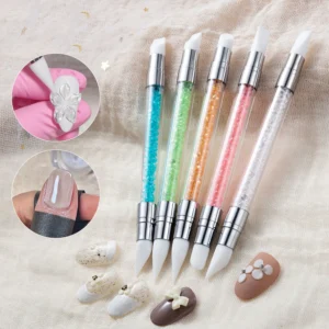 5PCS Double Head Silicone Nail Art Embossing Pens 3D Flower Sculpting Tools with Adjustable Tips for Chrome Powder Application - AliExpress 66 - Color : SetA 5PCS