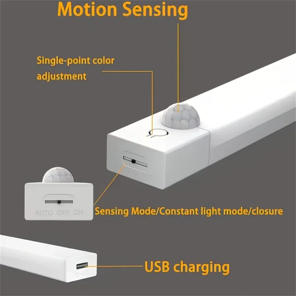 RGB Motion Sensor Light Wireless LED Night Light USB Rechargeable Cabinet Wardrobe Lamp Adjustable Under Backlight For Kitchen - AliExpress 39 - Color : 1PC-30CM - Image 3