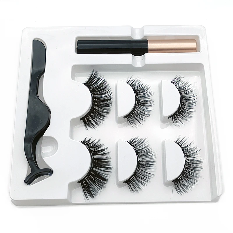 Magnetic Eyeliner Kit 3 Pairs 3D Mink Short Magnetic Lashes Handmade False Eyelashes for Women Makeup - AliExpress 66 - Color : Model1