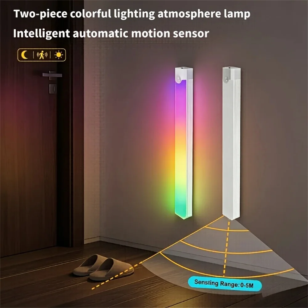 RGB Motion Sensor Light Wireless LED Night Light USB Rechargeable Cabinet Wardrobe Lamp Adjustable Under Backlight For Kitchen - AliExpress 39 - Color : 1PC-30CM - Image 2